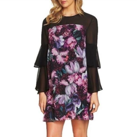 CeCe Dresses & Skirts - CeCe Floral Ruffle Sleeve Shift Dress Size 6